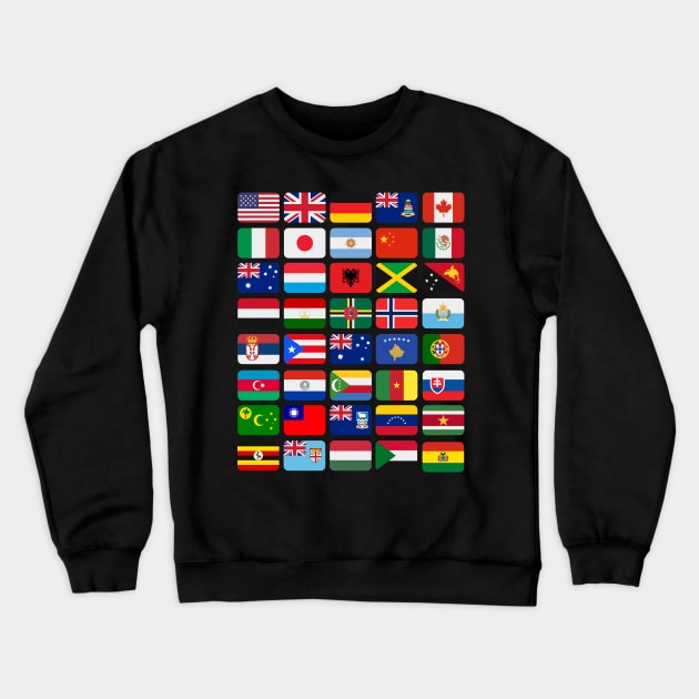 International Flags 40 World Countries Colorful Illustrations Crewneck Sweatshirt by DetourShirts